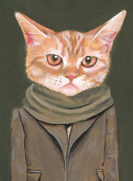 Кошки в одежде.Иллюстратор Heather Mattoon