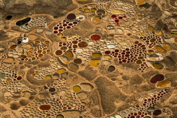 Тегидда Н тесум, Нигер. Бассейны с соленой водой выглядят как мозаика на поверхности пустыни.