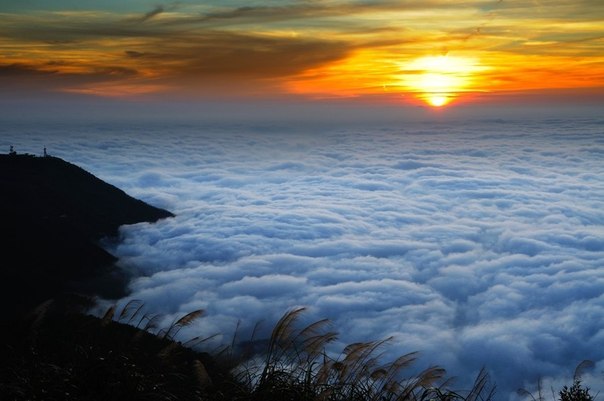 Закат и море облаков. Гора Али, Тайвань.