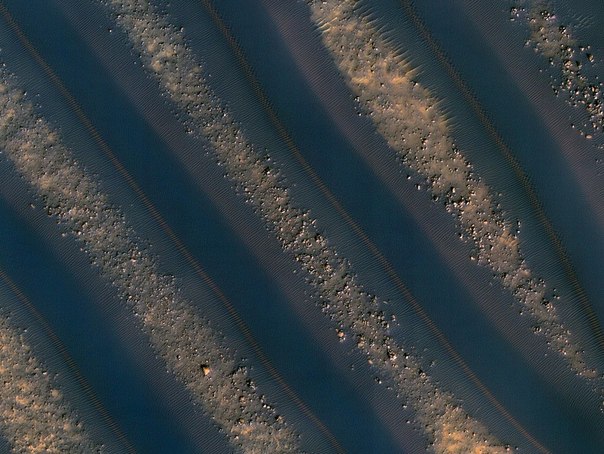 Фотографии Марса, представленные в этой подборке, развенчивают миф о том, что в пейзажах этой планеты присутствует лишь красный цвет. На Марсе сокрыто множество разноцветных сокровищ. Судя по фото, марсианский пейзаж похож на пейзаж постапокалиптической Земли, или, что более вероятно, на пейзаж нашей планеты после того, как человечество уничтожит все признаки жизни на ней. Несмотря на это, марсианские виды завораживают и погружает в размышления о том, как бы выглядел процесс зарождения новой цивилизации на Марсе.