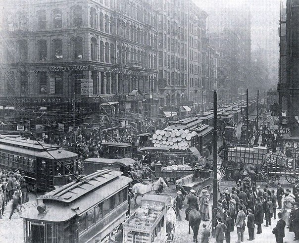 Час пик в Нью-Йорке. 1905 год.