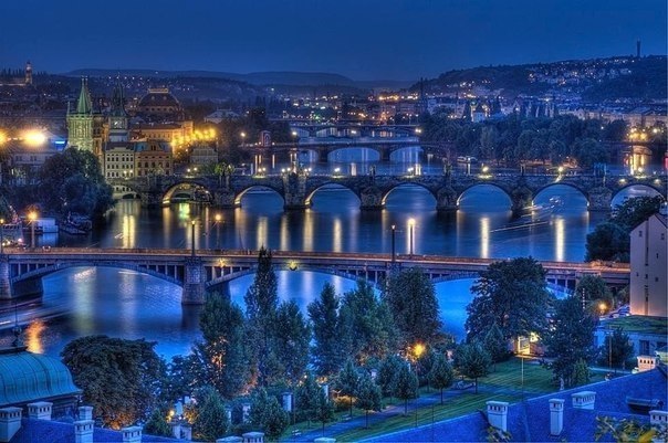 Мосты через реку Влтава, Прага, Чехия.