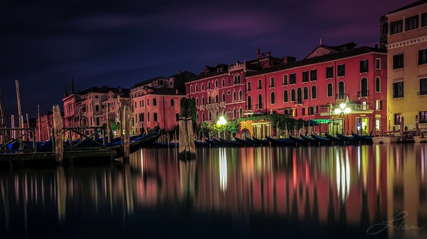 Ночная Венеция, Италия.
