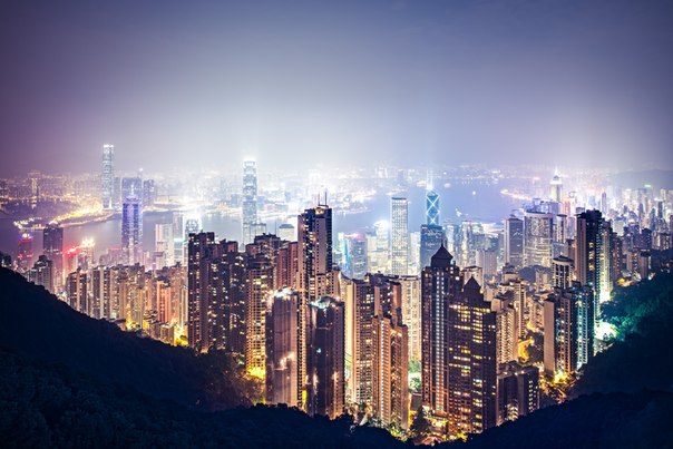 Вид на Гонконг с пика Виктория.