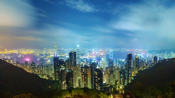 Вид на Гонконг с пика Виктория.