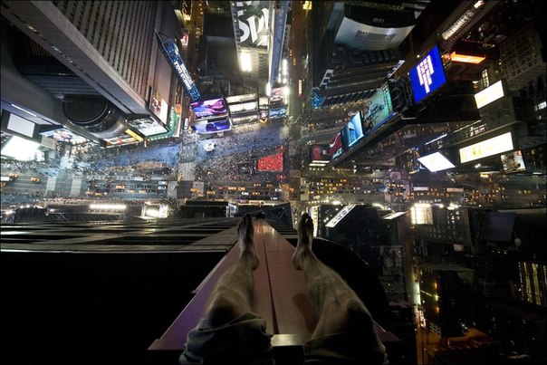 Необычный вид на Таймс-сквер, Нью-Йорк, США