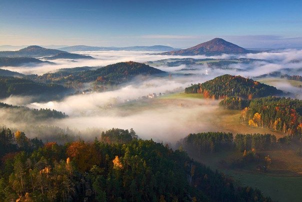 Утро в горах, Чехия.