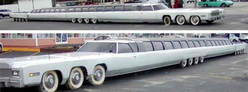 Самый длинный лимузин в мире – 30 с половиной метров. Его спроектировал Джей Орберг (Jay Ohrberg) из города Бёрбэнк в Калифорнии. Автомобиль оснащён 26 колёсами и двумя кабинами (одна спереди и другая сзади).