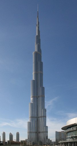 Башня  Халифа” (Бурдж Халифа, Burj Khalifa; ранее -  Бурдж Дубай” (Burj Dubai) или  Дубайская башня”) - самый высокий небоскреб в мире, высота 828 метров, 162 этажа.