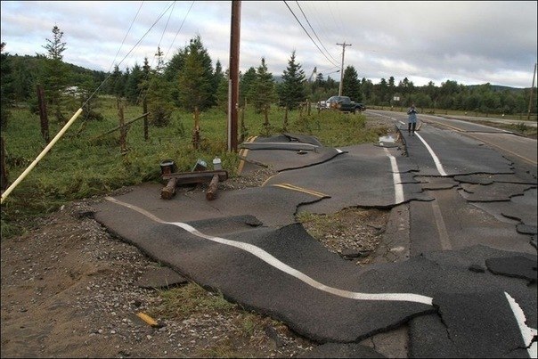Дорога после урагана Ирэн.