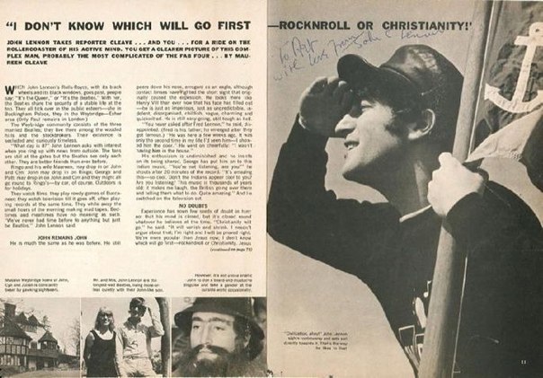 Врач из Нью - Йорка заплатил 12 713 долларов за сентябрьский выпуск газеты «Datebook» 1966 года , подписанный Джоном Ленноном .