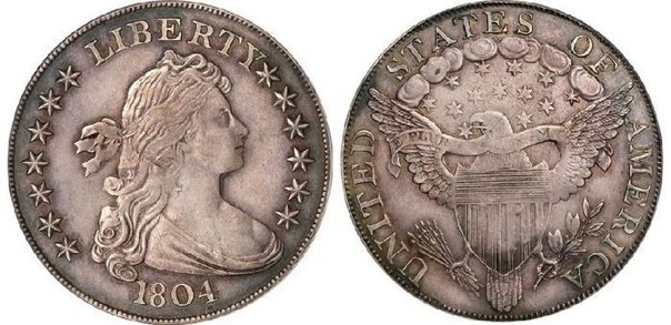 Эта серебряная монета 1804 года Адамса-Картера – одна из 15 так и не выпущенных в обращение монет.