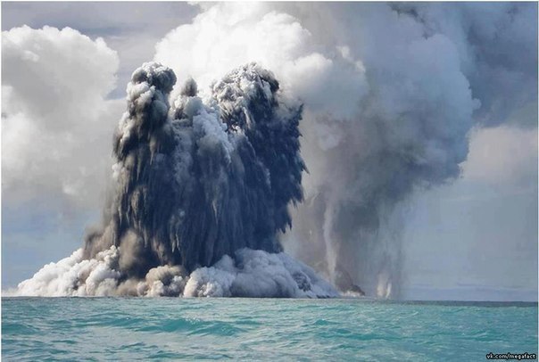 Подводный вулкан, извержение.