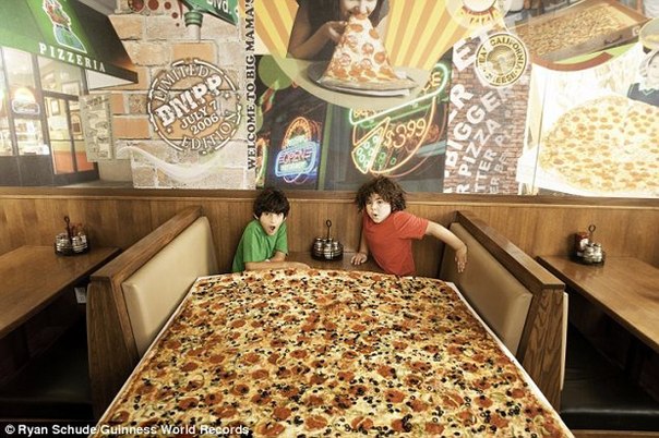 Самая большая пицца в 1,38 метра в ширину.
