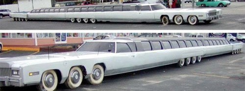 Самый длинный лимузин в мире — 30 с половиной метров. Его спроектировал Джей Орберг (Jay Ohrberg) из города Бёрбэнк в Калифорнии. Автомобиль оснащён 26 колёсами и двумя кабинами (одна спереди и другая сзади).