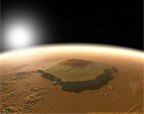 Олимп ( лат. Olympus Mons ) — потухший вулкан на Марсе , самая высокая гора в Солнечной системе . До полетов космических аппаратов (которые показали, что Олимп — гора) это место было известно астрономам как Nix Olympica («Снега Олимпа» — ввиду более высокого альбедо ).