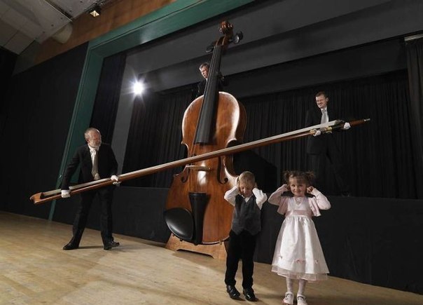 Самая большая скрипка: 4.2 метра высотой со смычком длиной 5.1 метра.