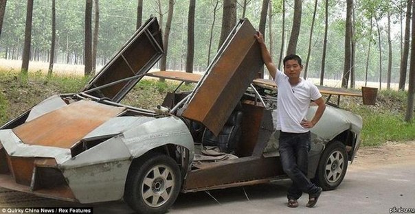 Китайский механик Ван Цзянь из провинции Цзянсу на востоке Китая, построил изметаллолома копию Lamborghini Reventon. Ох уж эти китайцы.