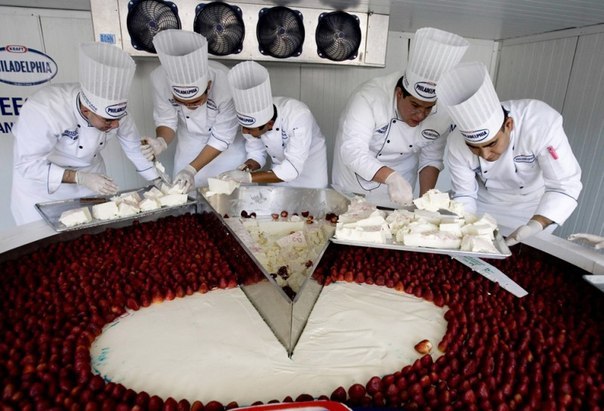 Шеф-повара делают крупнейший, по их мнению, в мире сырный пирог в Мехико 25 января 2009 года. Они надеются войти в Книгу рекордов Гиннеса. (AP Photo/Eduardo Verdugo)