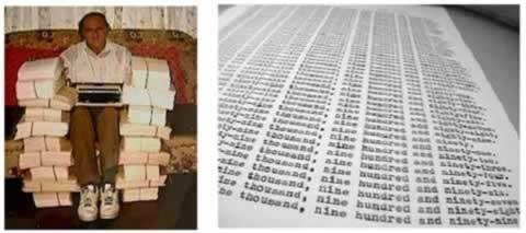 Лес Стюарт Муджимба из Австралии, является обладателем мирового рекорда по набору всех чисел от одного до миллиона словами (не цифрами). Он начал свою работу в 1982 году и закончил этот труд, когда отпечатал слова"один миллион" 25 ноября 1998 года.