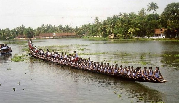 «Змеиная лодка»- самая длинная лодка в мире. Собрана она была в Индии. Команда составляла 143 человека.