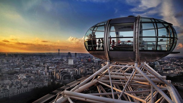Вид на Лондон с вершины колеса обозрения London Eye