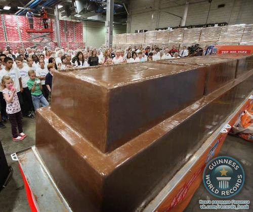 Самая большая шоколадка 13 сентября 2011 года рабочие чикагской кондитерской компании World`s Finest Chocolate сделали шоколадку весом 5574 кг. Высота рекордного батончика составила почти метр, длина - 7 м.