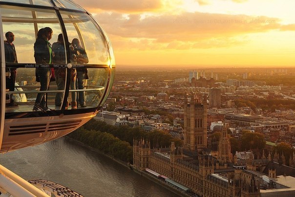 Вид на Лондон с колеса обзора Лондонский Глаз