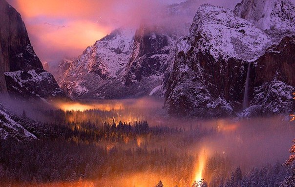 Закат в национальном парке Йосемити, Калифорния, США