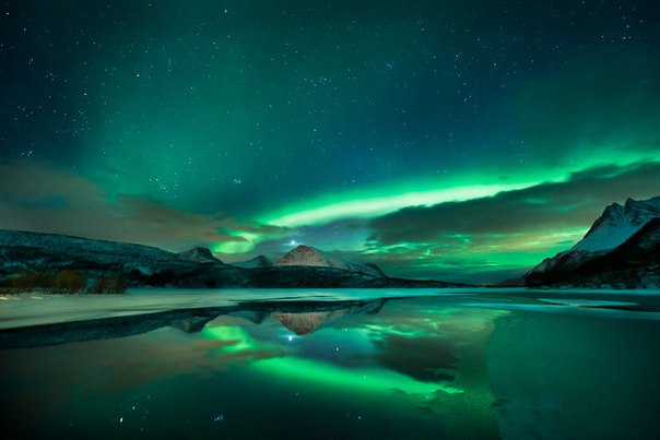 Северное сияние в небе Норвегии