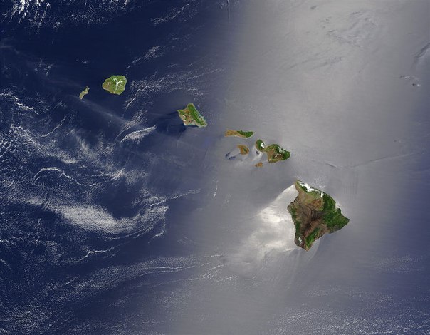 Гавайские острова. Вид со спутника.