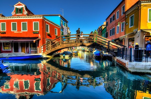 Цветные дома в Бурано, Венеция, Италия
