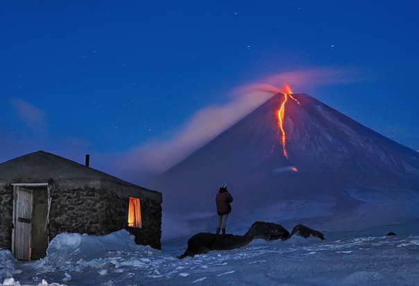 Извержение Ключевского вулкана — действующий вулкан на востоке Камчатки