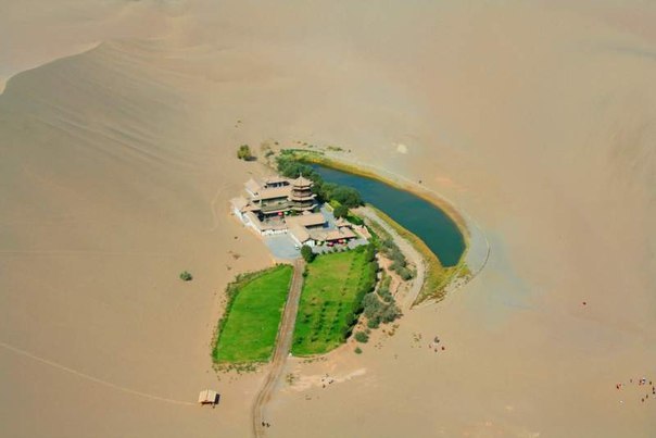 Оазис в пустыне Гоби, Китай.