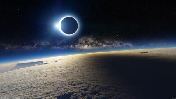 Солнечное затмение с борта международной космической станции.