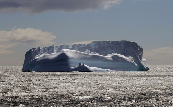 Столовый айсберг плавает в Южном океане в нескольких километрах от острова Южная Георгия.