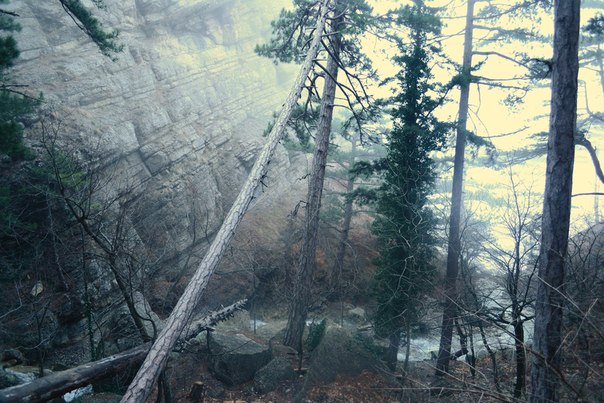 Речка Учан-Су, плавное перетекающая в одноименный водопад. Крым.