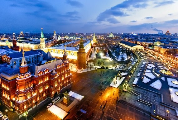 Ночная Москва, Россия.