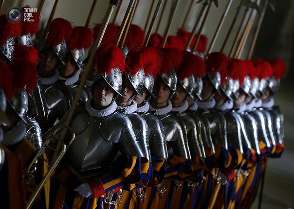 Новобранцы Швейцарской гвардии принимают присягу в Ватикане.