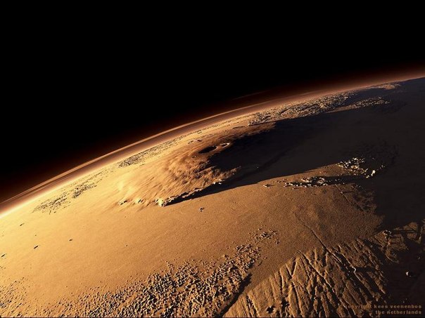 Потухший вулкан Олимп на Марсе