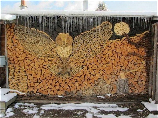 Креативная укладка дров на зиму